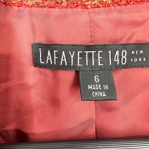 Lafayette 148 Womens 6 Wool Blend Super Sparkly Burnt Orange Blazer Jacket Top - Picture 2 of 10